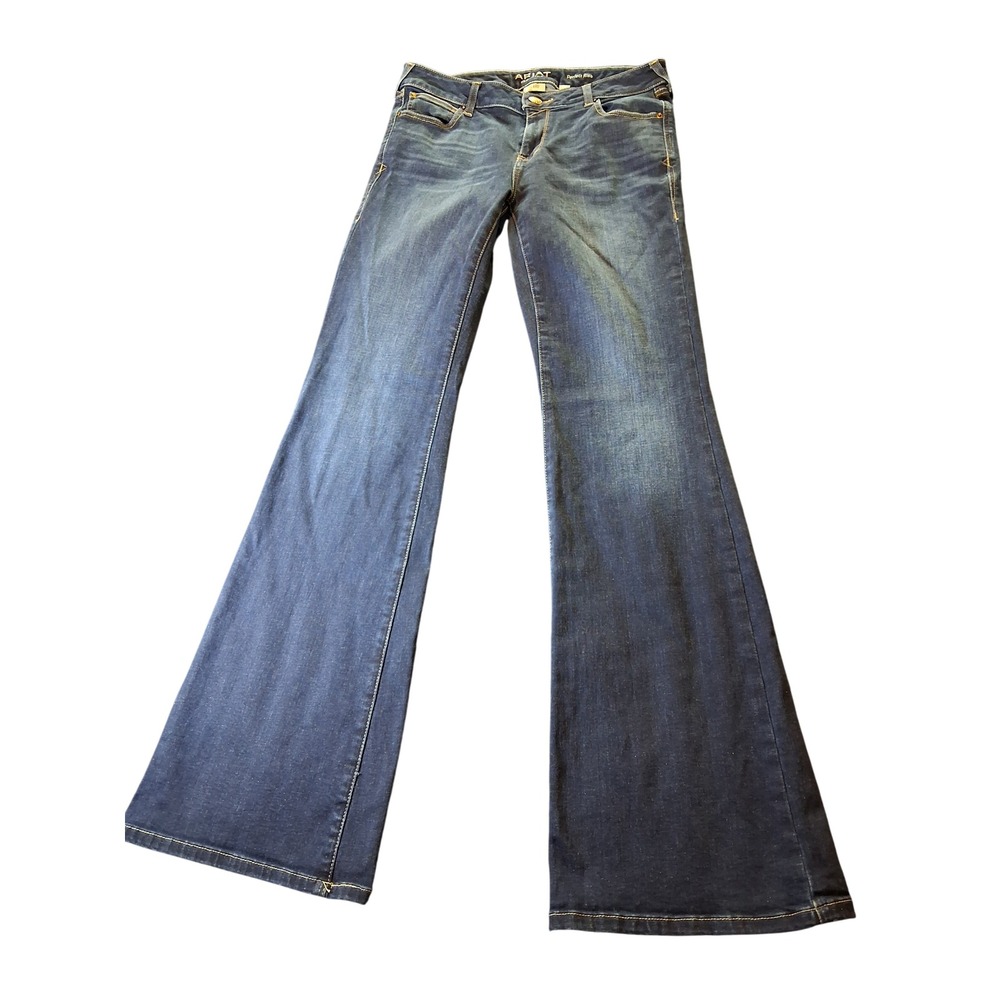 Ariat Denim Perfect Rise Flare Jeans Dark Wash 31L Long Inseam Western Boho